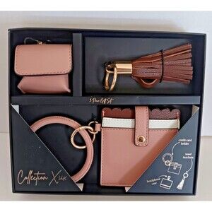 Wallet Keychain Set by Collection Xux Pink Brown NIB